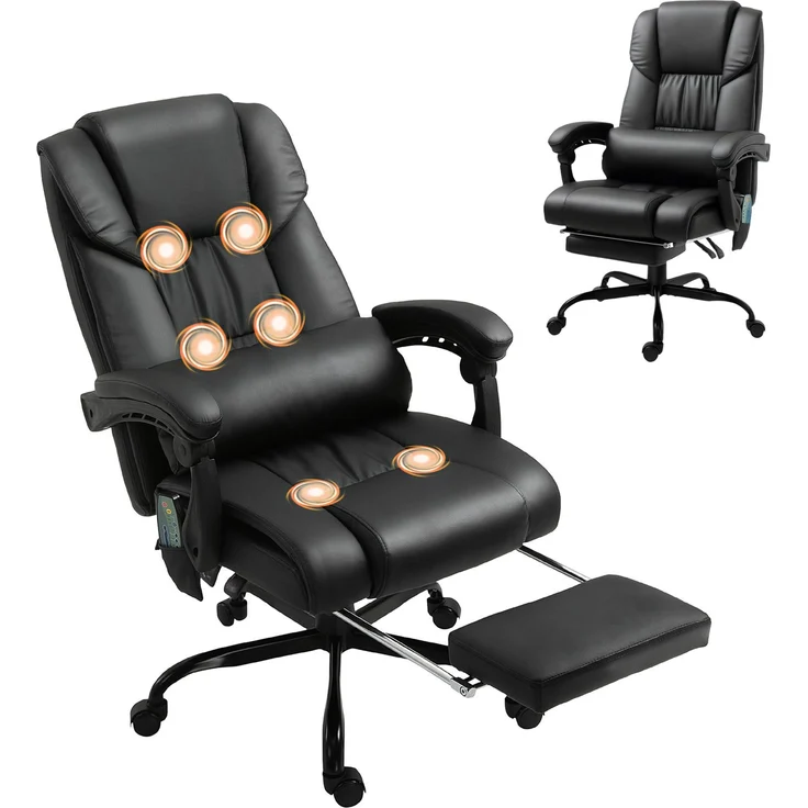 MELAYR, Bürostuhl mit 6-Punkt-Massage, hoher Rückenlehne, 66 x 75 x 122 cm, Schwarz – Bild 2