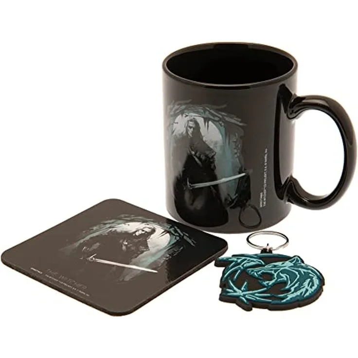 PYRAMID Tasse Geschenkset (Tasse, Untersetzer & Schlüsselanhänger) - The Witcher (NE