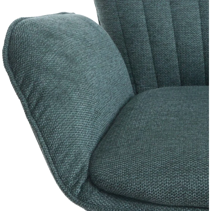 2er-Set Barhocker HWC-M67, Drehstuhl Barstuhl, Armlehne Fußablage drehbar Stoff Eisen FSC® ~ grün Fuß schwarz – Bild 5