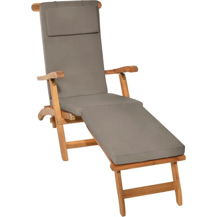 Beautissu Polsterauflage Luxus Deckchair Auflage LoftLux DC, 175x45x5cm, Taupe, Polsterauflage für Liegestuhl Gartenliege Polster Bezug Abnehmbar – Bild 2