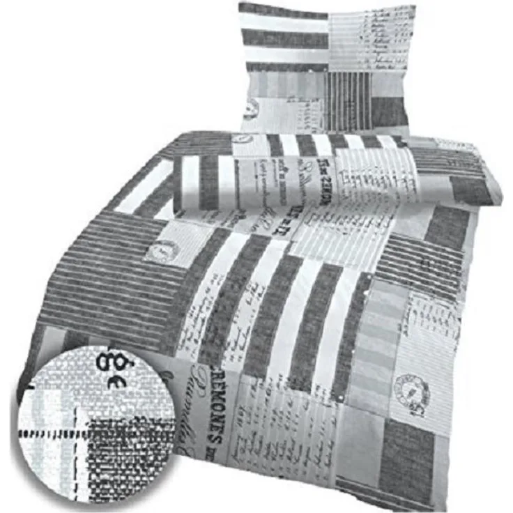 soma Biber Bettwäsche 4 teilig Bettbezug 135x200 cm Kopfkissenbezug 80x80 cm Karo anthrazit