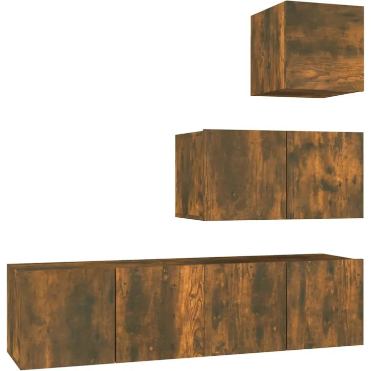 4-tlg. TV-Schrank-Set Räuchereiche Holzwerkstoff [3120317]