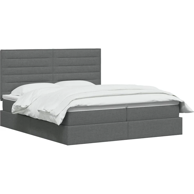 vidaXL Aufbewahrungsbett mit Kopfteil Dunkelgrau 180 x 200 cm Stoff 3459778 – Bild 3