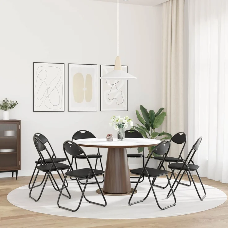 vidaXL Klappstuhl 8 pcs Schwarz 48 x 43,5 x 81 cm Kunstleder 42029067 – Bild 3