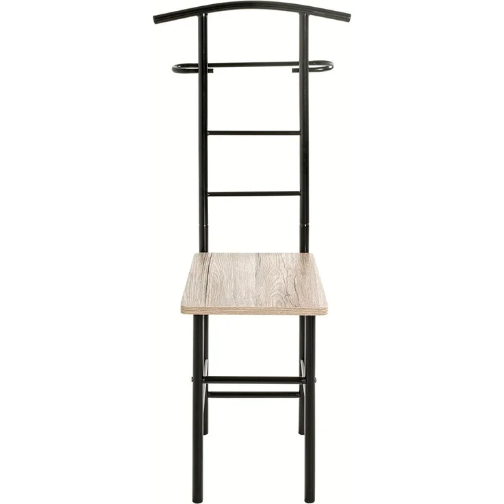 Haku Herrendiener Dressboy, Anzugständer mit Ablage aus MDF in Dekor Eiche San Remo, Gestell aus Stahlrohr schwarz matt lackiert, 46x46x109 cm – Bild 5