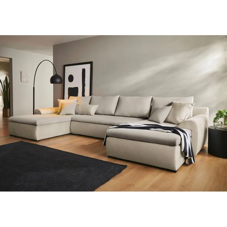 Home affaire Wohnlandschaft Win U-Form, wahlweise mit Bettfunktion und Bettkasten