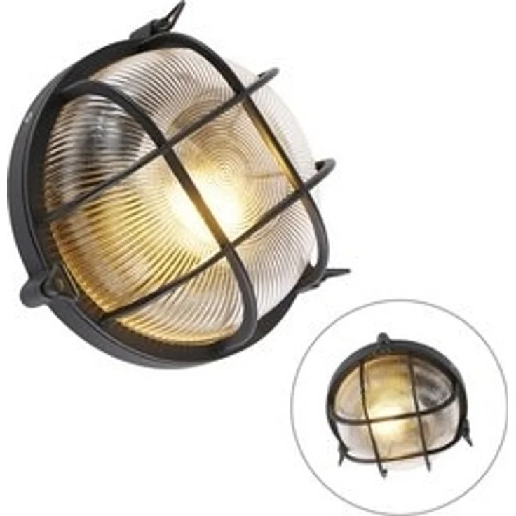 Qazqa Außen-Wandleuchte Nautica, ohne Leuchtmittel, E27, Schwarz, Industrie, Aluminium, 1-flammig – Bild 6