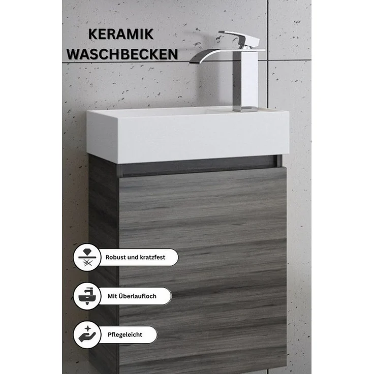 Faizee Home Badmöbel-Set Bademöbel 40 cm Badschrank Waschtisch Unterschrank Spiegelschrank – Bild 4