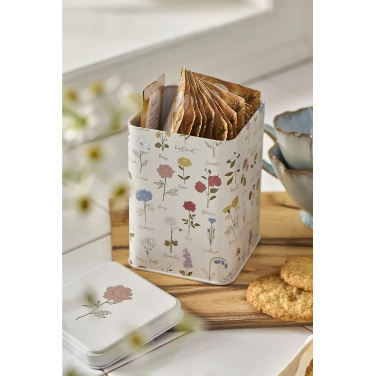 Ib Laursen - Vorratsdose Dose mit Deckel Blumenmuster H 12,5cm Metall 32990-00 – Bild 2