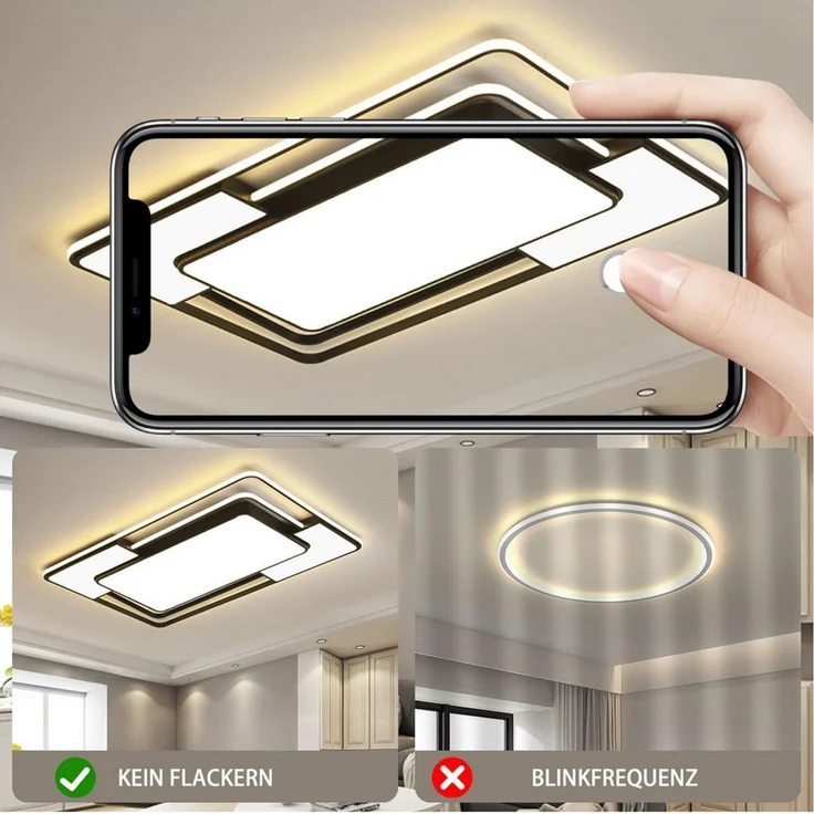style home LED Deckenleuchte Deckenlampe Rechteckige Bürolampe, dimmbar mit Fernbedienung, 150W, LED fest integriert, einstellbar von warmweiß bis kaltweiß, Moderne Lampe für Wohnzimmer Schlafzimmer, 90x60x6cm – Bild 2