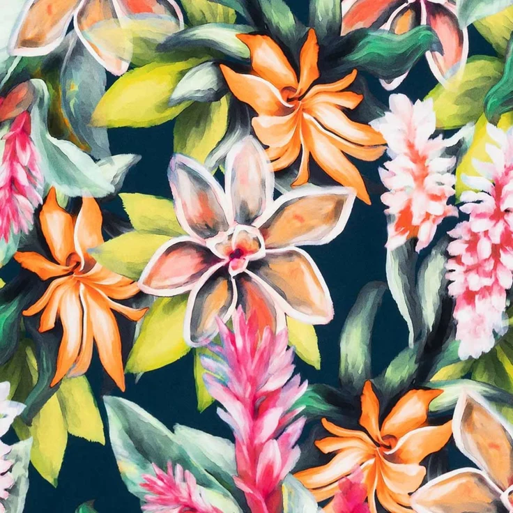 Estella Mako Jersey Bettwäsche 155x220 Miriam Blüten Tropisch bunt 6551-985 – Bild 3
