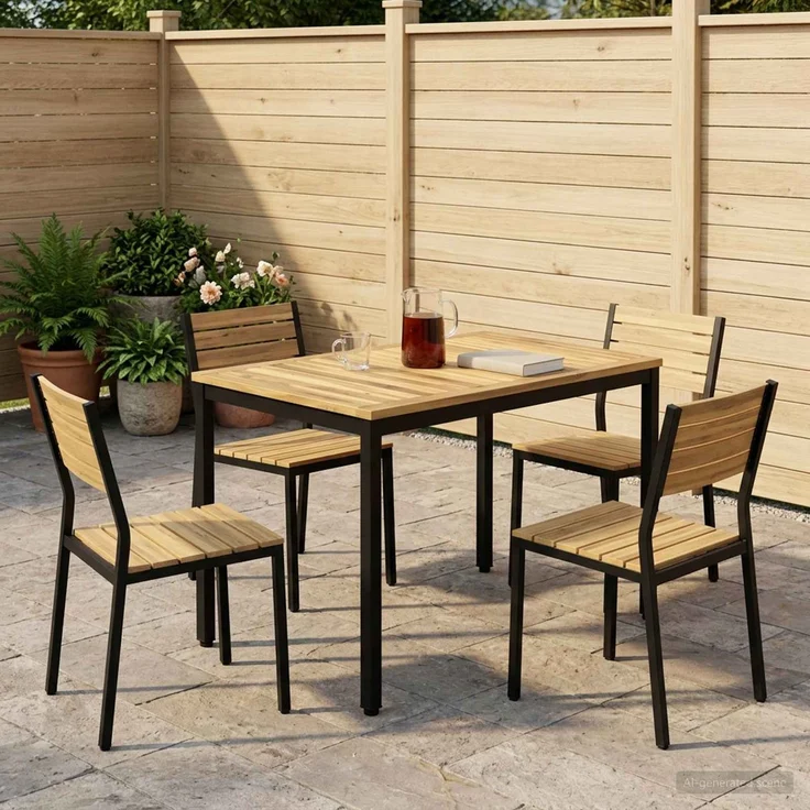 vidaXL Gartentisch NAARDEN Weiß gewaschen und Schwarz 901760 – Bild 1