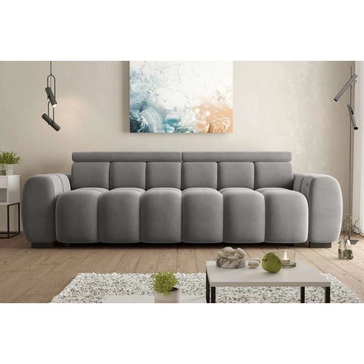 99rooms Alessio Bigsofa Velours TIFFANY Silber mit Sitztiefenverstellung – Bild 5