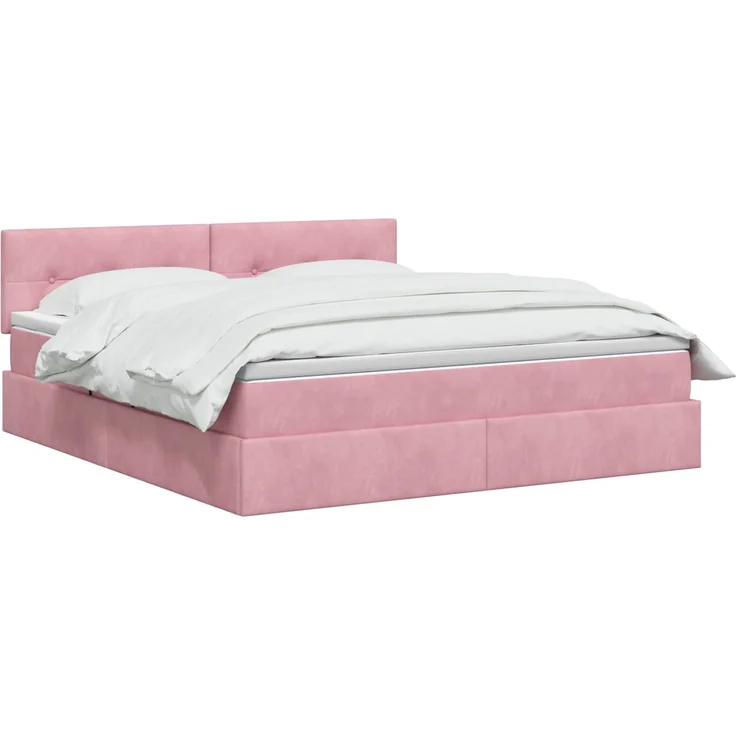 vidaXL LED-Speicherbett mit Matratze Rosa 180 x 200 cm Samt 3459269 – Bild 3