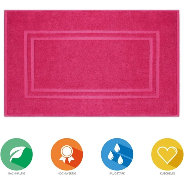 Lavea Badematte Bali, Höhe 3 mm, rutschhemmend, beidseitig nutzbar, strapazierfähig, fußbodenheizungsgeeignet, waschbar, schnell trocknend, Bio-Baumwolle, rechteckig, hochwertiger Premium Duschvorleger – saugstarke Faser