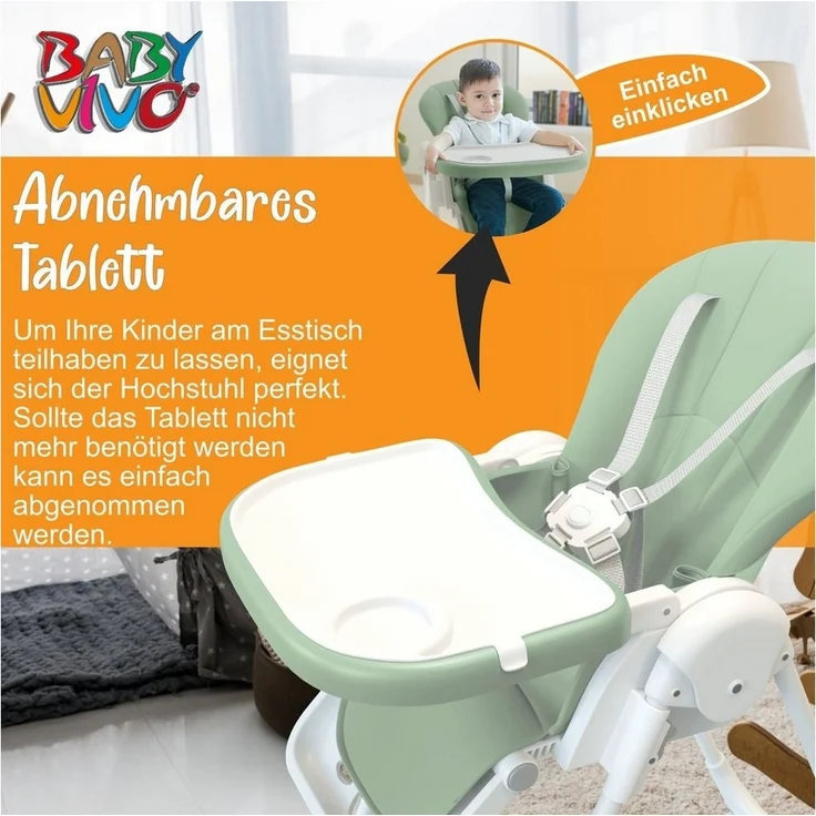 Baby Vivo Hochstuhl Design Kinderhochstuhl aus Kunststoff - Tippy in Coolmint – Bild 2