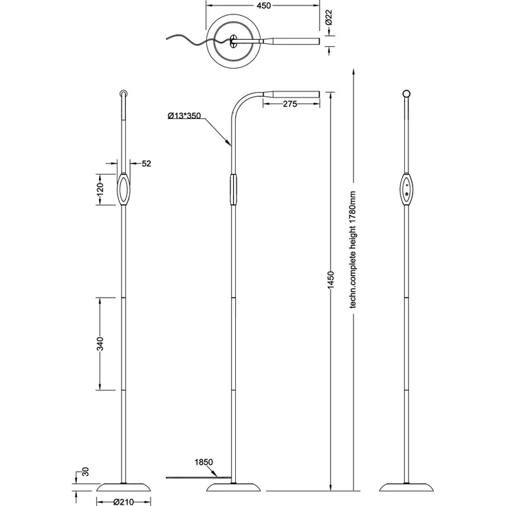 LED Stehleuchte, weiß, Touchschalter, flexibel, H 145 cm – Bild 8