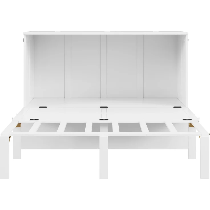 Novelux Schrankbett 140x200 cm vertikales Wandklappbett mit Lattenrost – Platzsparendes Jugendbett für kleine Räume, Holz & Metall, Weiß/Grau, bis 200kg – Bild 10