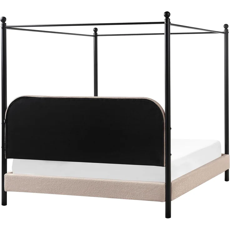 Himmelbett Bouclé DANNEMOIS 160 x 200 cm Taupe – Bild 6