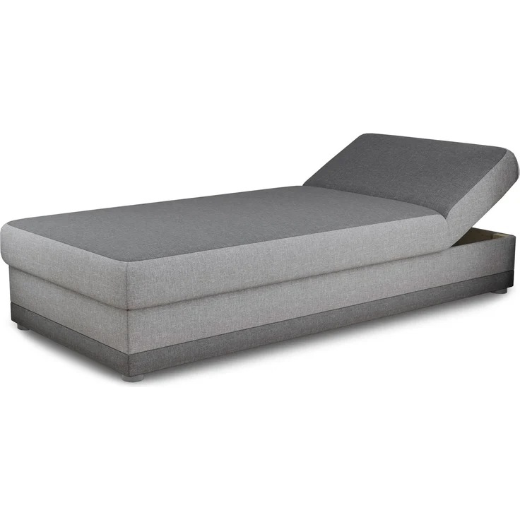 Bett Andre 90x200cm mit Bettkasten - Sofa, Schlafsofa, Regulierbarer Rückenlehne, Bettgestell, Schlafzimmer, Kinderzimmer (Grau (Sawana 05 + 21)) – Bild 1