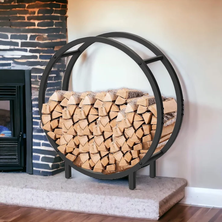 DanDiBo Kaminholzregal Innen Metall Schwarz Stehend Rund 60 cm Kaminholzständer 96468 Kaminholzhalter Brennholzregal Feuerholzregal – Bild 9
