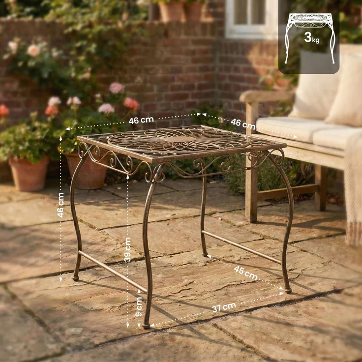 CLP Gartentisch Zarina, wasserabweisend, nostalgischer Beistelltisch im Jugendstil, bronze – Bild 2