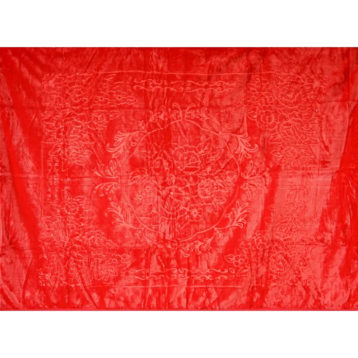 Almina Extra Weiche Wolldecke 200x240 cm 100% PES mit Blumen Muster Waschmaschinengeeinet Rot