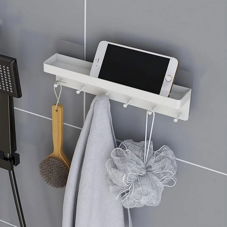 Refined Living Schlüsselbrett Schlüsselbrett mit Ablage,Selbstklebend Schlüsselhalter ohne Bohren, (Modern Schlüsselboard Schlusselhanger Schlüssel Aufbewahrung, 1 St, Schlüsselleiste Wandorganizer Hakenleiste mit 6 Haken), Schlüsselaufbewahrung,Heimde... – Bild 4