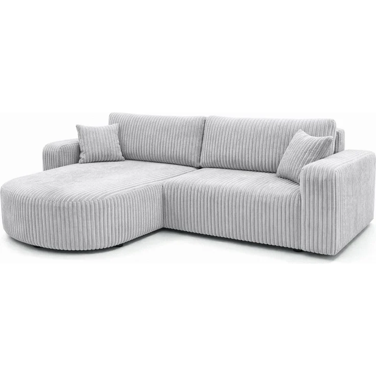 Kaiser Möbel Ecksofa mit Schlaffunktion für Wohnzimmer, Cordstoff Tilia, ROUND ONE, abgerundete Form, Liegefunktion, Stauraum, modernes Design – Bild 3