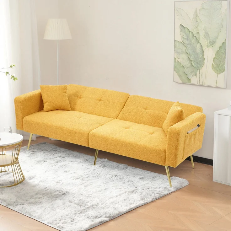 2-Sitzer Schlafsofa B 175 x T 64 x H 72 cm aus Lammwollstoff mit Schlaffunktion – Bild 3