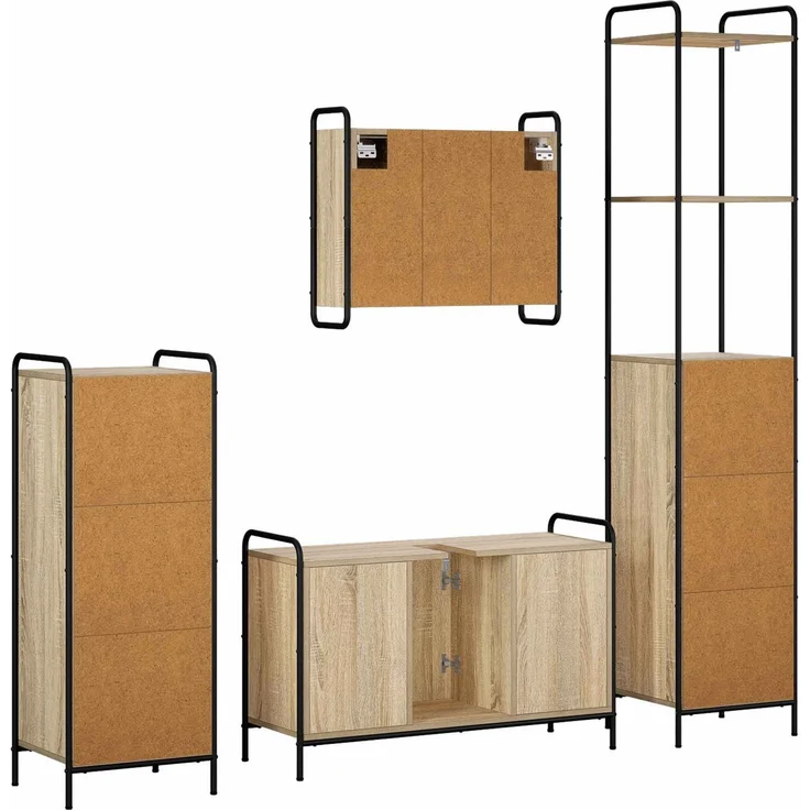vidaXL Badezimmerschrank-Set 4 stk. Sonoma-Eiche 40 x 36 x 200,5 cm 3444682 – Bild 8