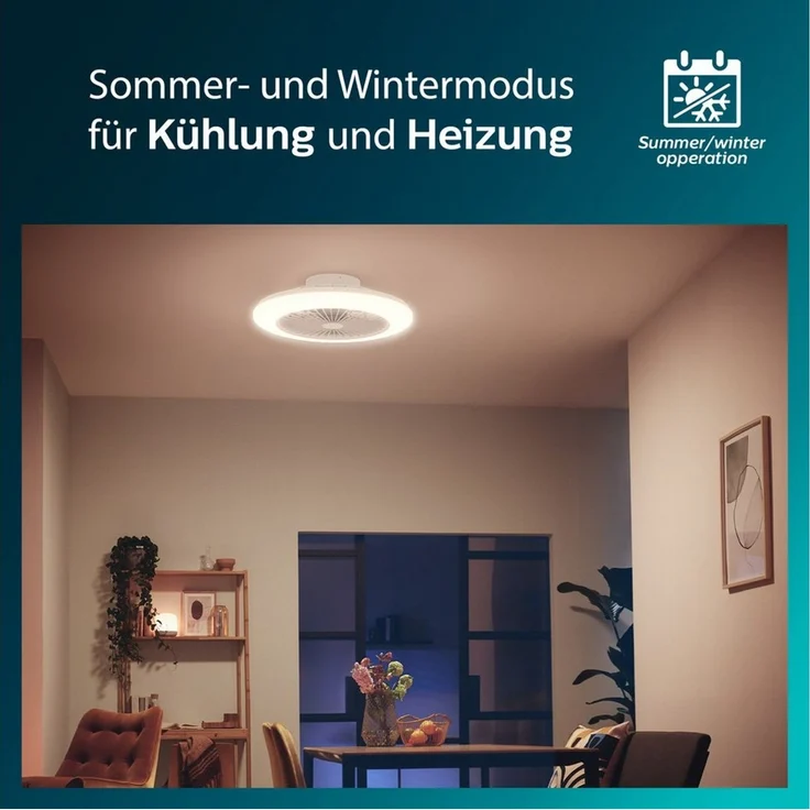 Philips Deckenventilator und LED Deckenleuchte Amigo, 20W+40W, Durchmesser 49cm, rund, inkl. Fernbedienung – Bild 4