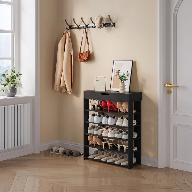 Standregal Boppeelo 94x75x30 cm Schwarz [en. casa] – Bild 1