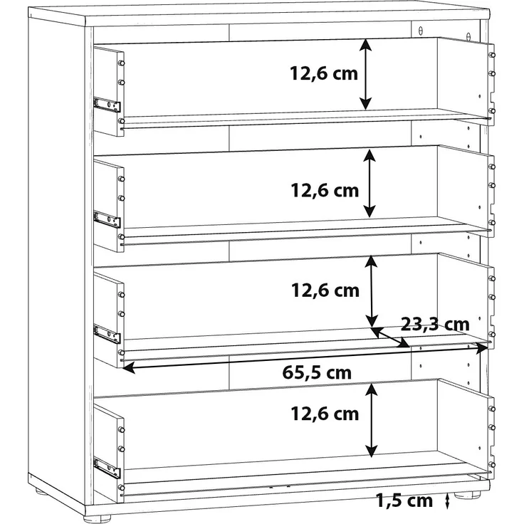 Kommode >Tembi< in Weiß - 73.7x85.5x34.8cm (BxHxT) – Bild 7