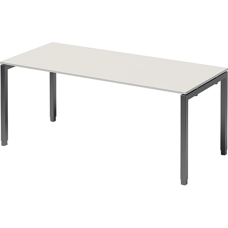 BISLEY Cito Schreibtisch, 650-850 mm höheneinstellbares U-Gestell, Metall, Gw334 Dekor Grauweiß, Gestell Anthrazitgrau, 80 x 180 x 85 cm