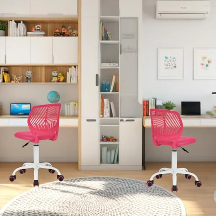 FurnitureR Bunter Schreibtischstuhl, moderner höhenverstellbarer Computerstuhl ohne Armlehnen, ergonomischer Drehstuhl für Kinderzimmer und Home Office – Bild 5