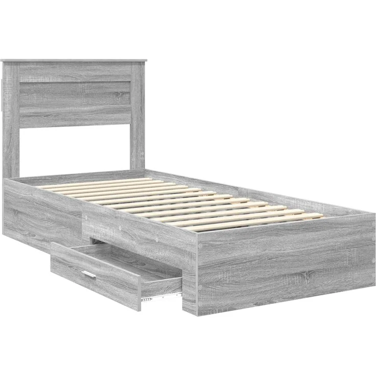 vidaXL Bettrahmen mit Kopfteil Graues Sonoma 90 x 190 cm Holzwerkstoff 3410032 – Bild 4
