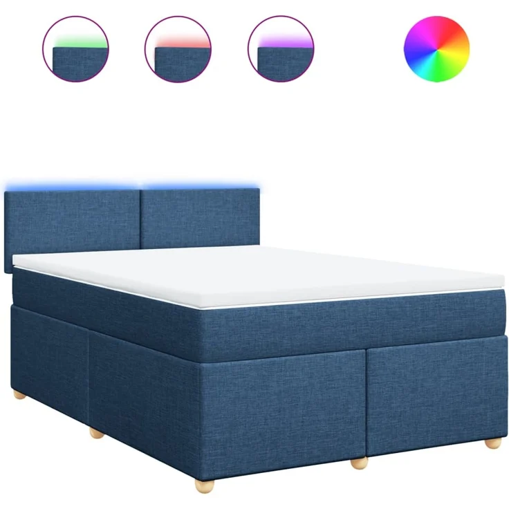 vidaXL Boxspringbett mit Matratze Blau 140x200 cm Stoff 3289002 – Bild 2