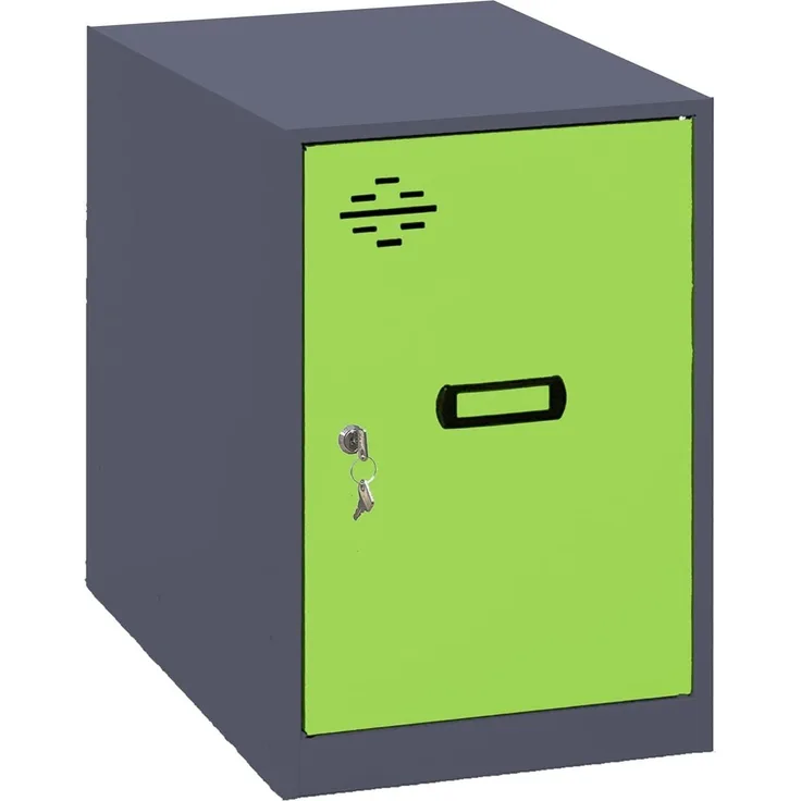 Simon Rack Simonlocker Kommode, klein, 475 x 400 x 500 mm, Amario aus Metall, mit Schlüssel, Anthrazit/Grün