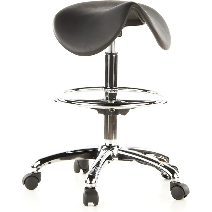 hjh OFFICE 665070 Arbeitshocker TOP Work 13 Hartschaum Schwarz Sattelhocker mit Fußring, pflegeleicht