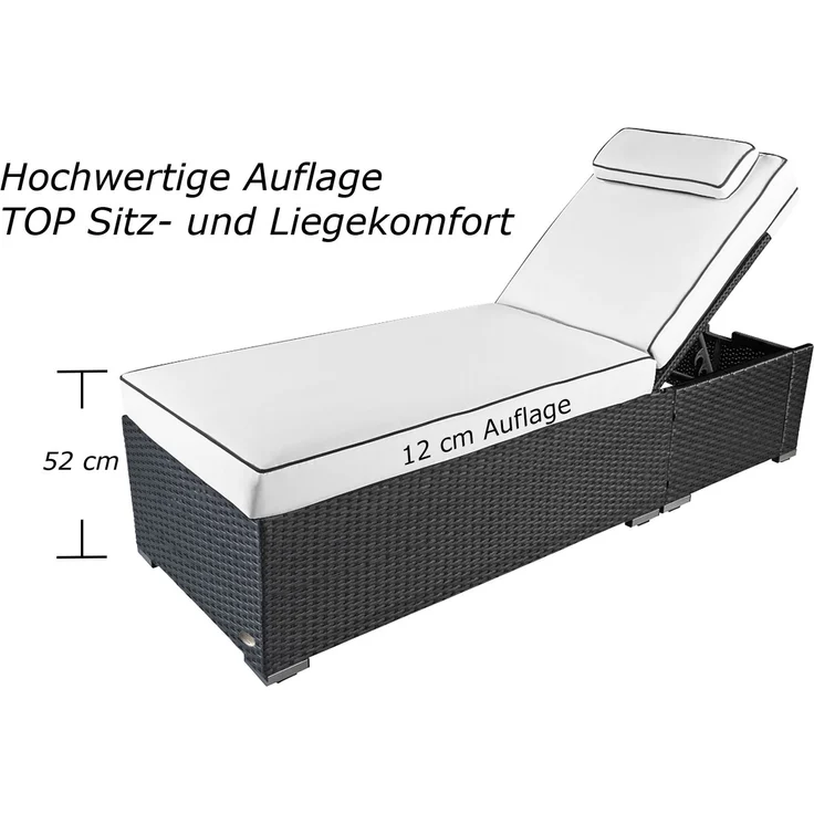 Sonnenliege Verona High mit Rollen und Auflage Creme-Weiss, Farbe Grau Silber – Bild 5