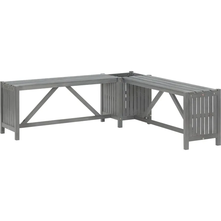 vidaXL Garten-Eckbank mit Pflanzkübel 117 cm Massivholz Akazie Grau 311824