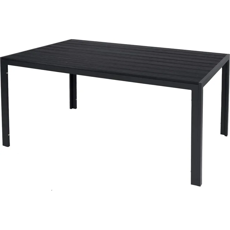 Großer Non-Wood Gartentisch 180x90cm aus Aluminium anthrazit / schwarz