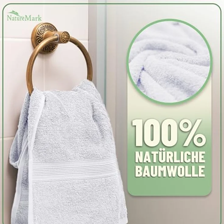 GREEN MARK Textilien 10 TLG. FROTTIER Handtuch-Set mit verschiedenen Größen 4X Handtücher, 2X Duschtücher, 2X Gästetücher, 2X Waschhandschuhe | Farbe: Weiß | Premium Qualität – Bild 4