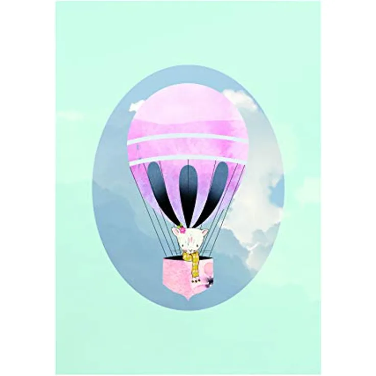 Komar Happy Balloon Green Wandbild, Poster 30x40 cm, hochwertige Druckqualität, ohne Rahmen, für Wohnzimmer und Schlafzimmer