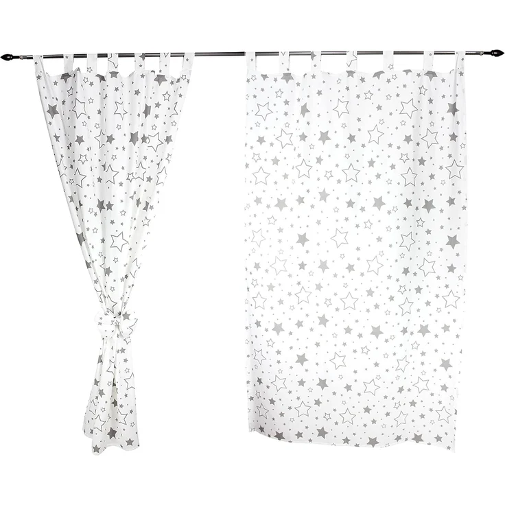 TupTam Kinderzimmer Vorhänge Baby Gardinen mit Schleifen 2er Set, Farbe: Graue Galaxie, Größe: ca. 155x95 cm