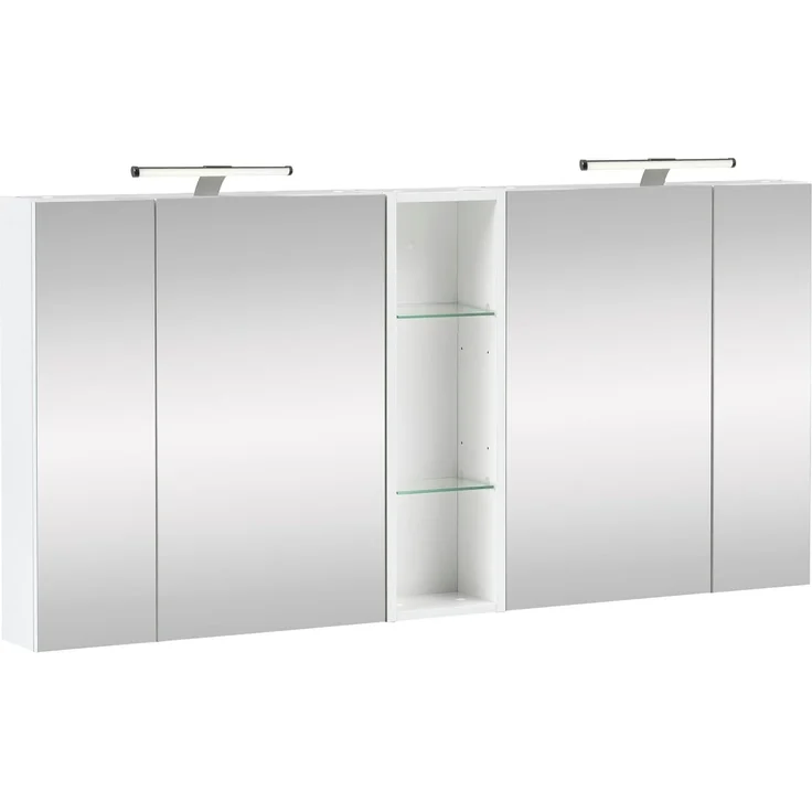 Schildmeyer Doppelspiegelschrank Roma 701979, weiß Glanz, 141,6 x 16 x 76,7 cm – Bild 1