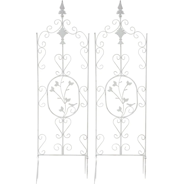 Rankgitter FALK 2er Set - 35x1x122cm, Metall, Antik-Weiß | Rankhilfe Kletterpflanzen Gartendekoration – Bild 1