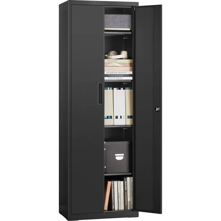 Songmics Aktenschrank mit 5 Ebenen, Stahl schwarz, 60 x 40 x 180 cm
