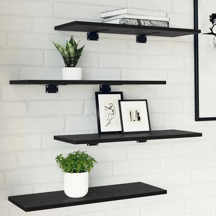 Regalbrett 3 pcs, Wandregal Schwarz 60 x 20 x 1,5 cm Holzwerkstoff